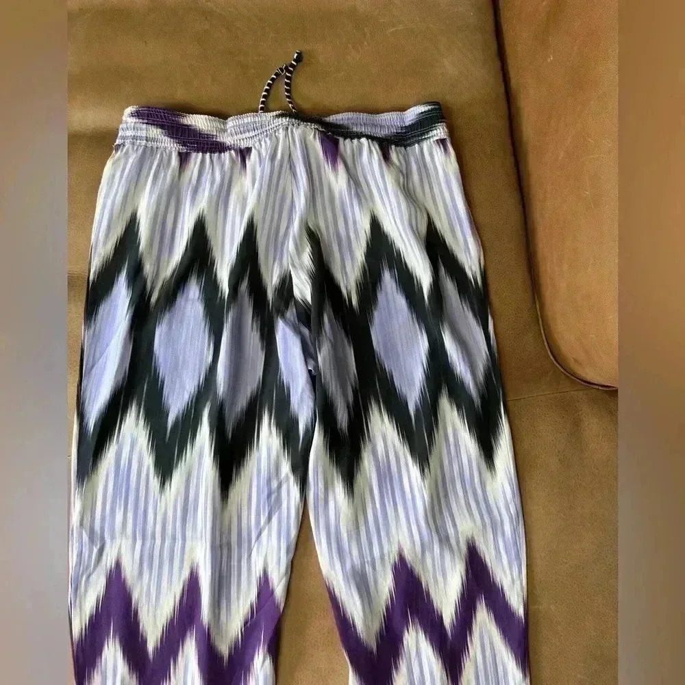CALYPSO BY ST BARTH LIGHTWEIGHT SILK BLEND IKAT DRAWSTRING COVERUP JOGGERS SMALL - Picture 9 of 12